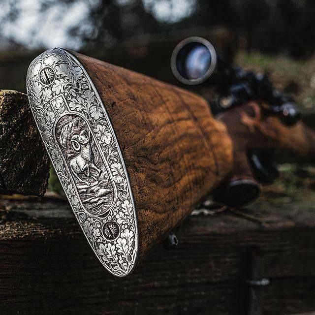 Detailed engraving and figured walnut on a sporting firearm